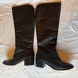Michael Kors Black Leather Knee High Riding Boots Black Size 9